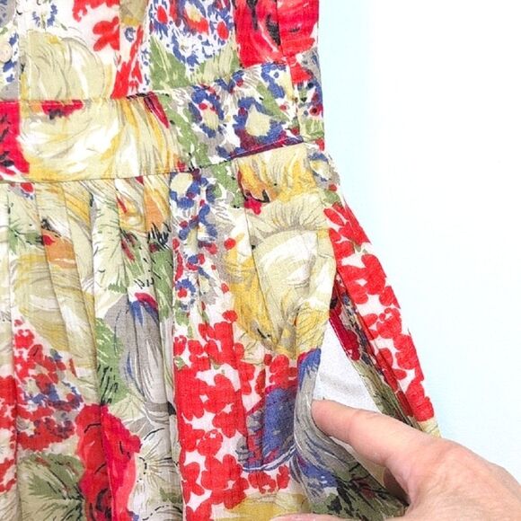 Kay Unger New York Floral Tiered Cap Sleeve Gathered Skirt Dress Retro Feminine - Picture 4 of 13